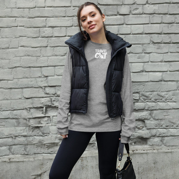 Travel Cat Unisex Long Sleeve Tee - Bella & Canvas - Athletic Heather