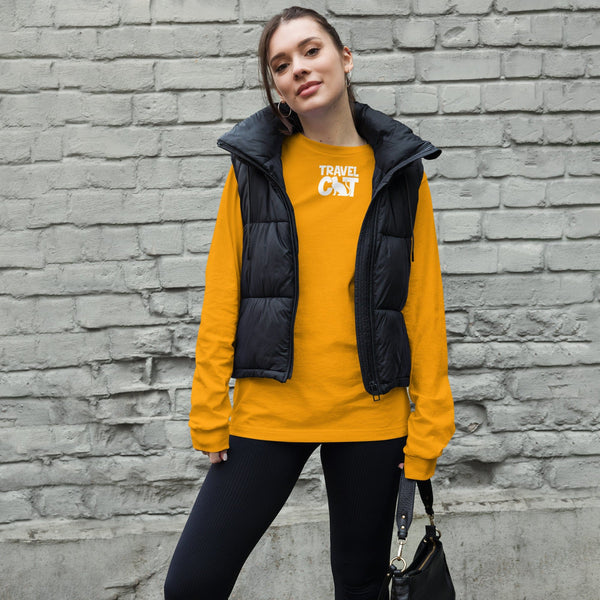 Travel Cat Unisex Long Sleeve Tee - Bella & Canvas - Gold