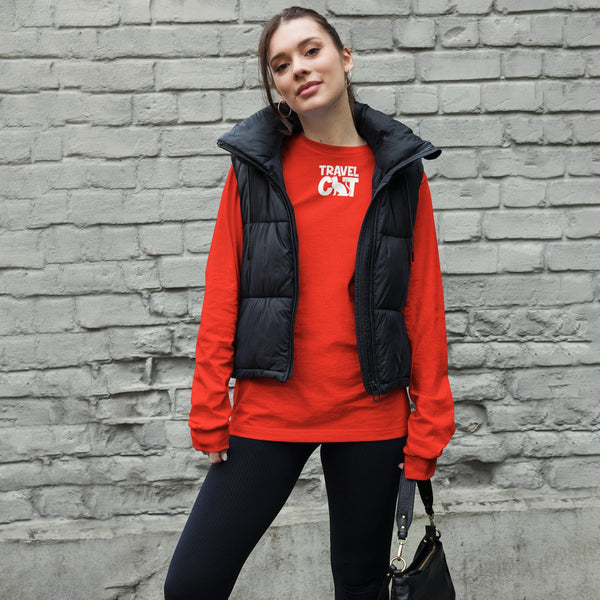 Travel Cat Unisex Long Sleeve Tee - Bella & Canvas - Poppy