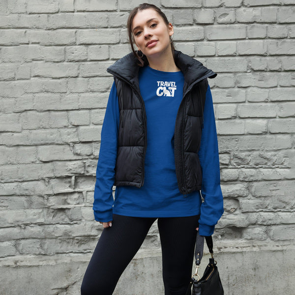 Travel Cat Unisex Long Sleeve Tee - Bella & Canvas - True Royal