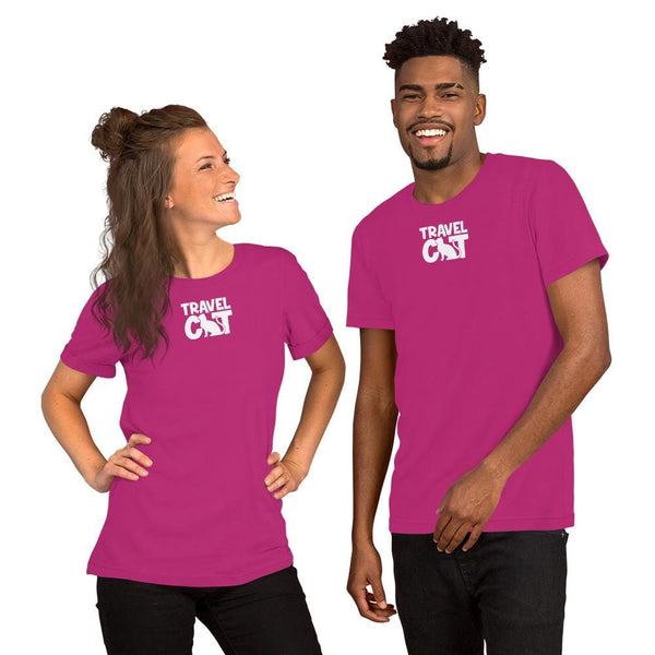 Travel Cat Short-Sleeve Unisex T-Shirt - Berry