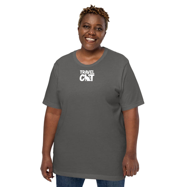 Travel Cat Unisex T-shirt - Bella + Canvas - Up to 5XL - Asphalt