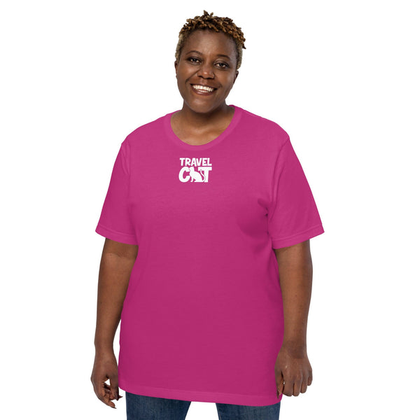 Travel Cat Unisex T-shirt - Bella + Canvas - Up to 5XL - Berry