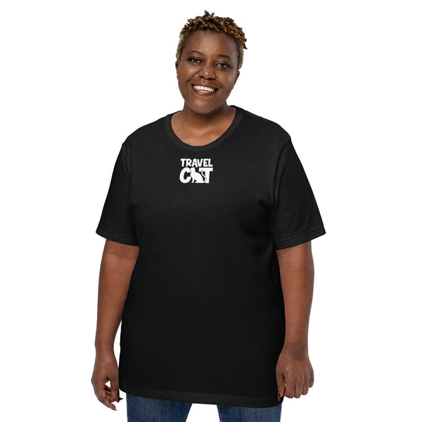 Travel Cat Unisex T-shirt - Bella + Canvas - Up to 5XL - Black