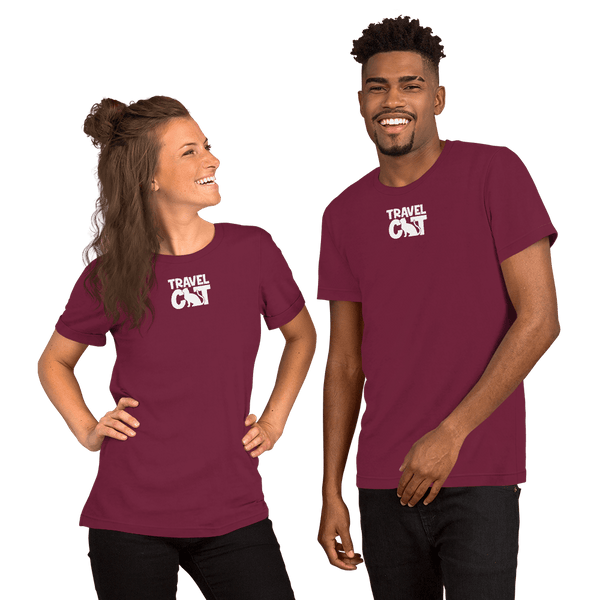 Travel Cat Colors Short-Sleeve Unisex T-Shirt - Maroon