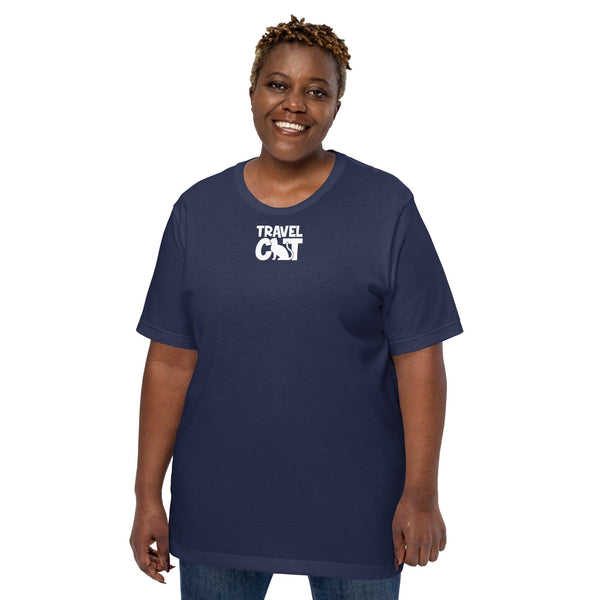 Travel Cat Unisex T-shirt - Bella + Canvas - Up to 5XL - Navy