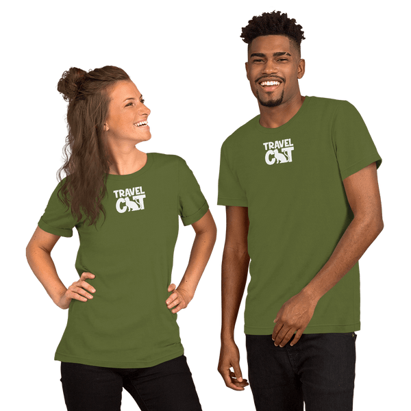 Travel Cat Short-Sleeve Unisex T-Shirt - Olive